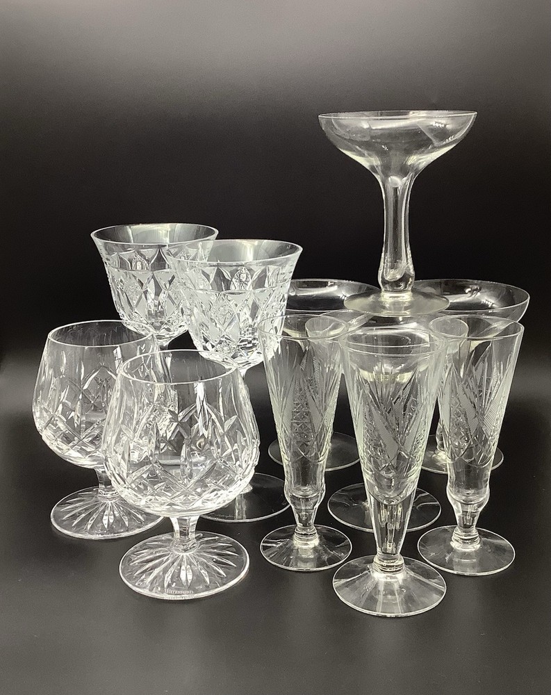 Mixed Lot of 11 Stemware Glassware Set including Waterford Crystal, & more