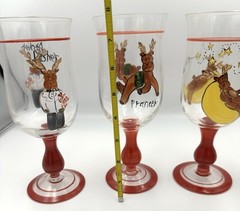 Pottery Barn Rainbow Mountain Reindeer Christmas Handpainted Goblets