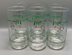 Corning Corelle ROSEMARIE 16 oz. Glassware Tumblers SET OF SIX Rose Marie