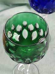 Cristallerie Lorraine France Colored Crystal Wine Glasses Goblets Set of 7