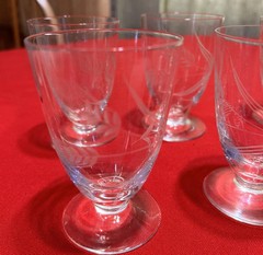 Etched Crystal Glasses Set of 8 Wheat Pattern Wine Water Juice Tea Vintage MINT!