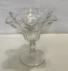 Vintage Heisey Glass Ruffled Edge Pedestal Sundae Dish R.N. 350676 Excellent