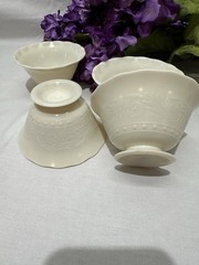 Set Of 4 MacBeth Evans Glass Chinex Glass Ivory Footed Flared Sherbet Cups,Glow