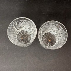 Pair Royal Brierley Etched Crystal Tumblers – Kensington Palace Flower Sunflower