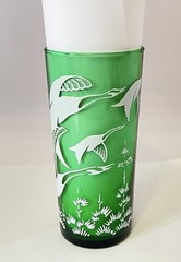 Vintage Anchor Hocking Glass WILD GEESE Forest Green 6″ Novelty Tumbler 1956