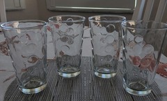 Set Of 4 Vintage Libbey Clear Glass Urban Dot Tumbler Glasses 16oz