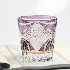 Hand-Cut Purple Butterfly Design Crystal Glass Whiskey Glass Tumbler 11oz Gift