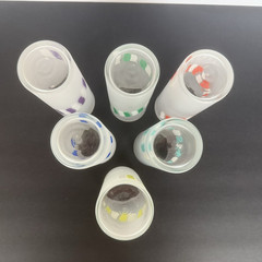 Set of 6 Vintage MCM Libbey Frosted Glass Candy Stripe Highball Glasses Rainbow