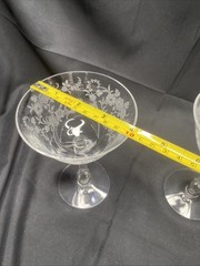 Vinyage Tiffin June Night Etched Crystal Champagne Coupe Cocktail Glasses Set/2