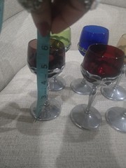 SET OF 6 Vtg. Farber Bros Krome Kraft Multi-Colored Cambridge Glass Clarets