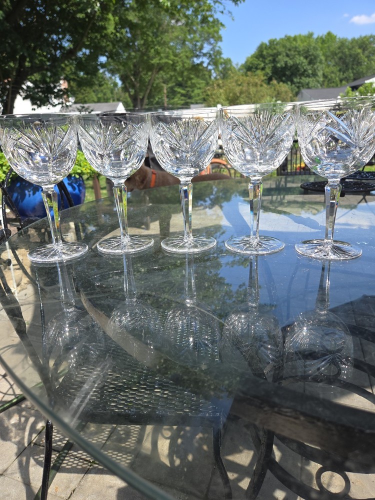 Gorham Rosewood Crystal Water Wine Glasses Contemporary Set Of 5