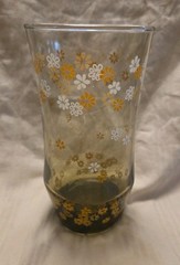 1 Vintage Libbey 6″ Glass Tumbler Daisy Spring Blossom Strawflower Replacement