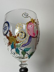 Vintage Smithereens Wine Glass Virgo Hand Painted Zodiac 8 1/8”