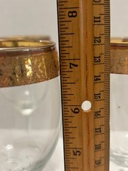 6 J Preziosi Vintage Gold Gilt Rim WINE GLASSES Italian Hand Worked Crystal