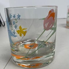Dorothy Thorpe Hand Painted Poppy Daffodil Spring Flowers Floral Glasses 10 oz