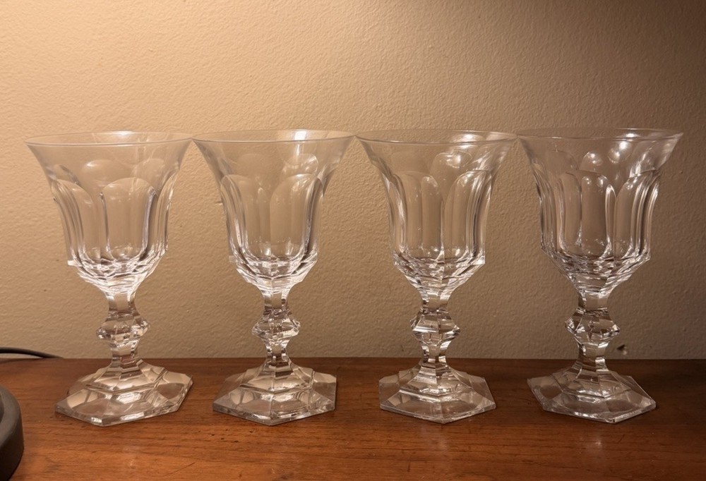 Val St. Lambert Crystal Metternich Tcpl Water Goblets Set of 4 Signed – Belgium