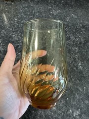Vintage Amber Golden Anchor Hocking 12 Oz. Glasses Set Of 4