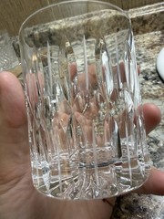 Lausitzer Glas Lead Crystal Hand Cut Rocks Glasses Set of 2 Clear