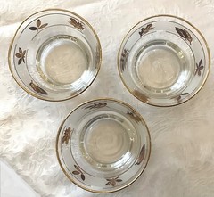 22 Pieces – Vintage Libby Frosted Golden Leaf Glass with Accessories