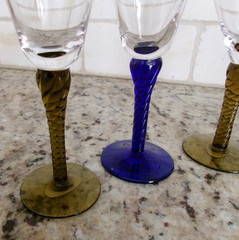 Twisted Stem Cordial Glasses Various Colors & Sizes Set Of 6 NEW