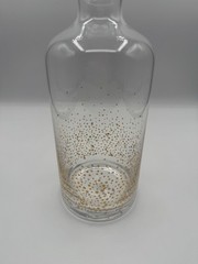 Contemporary Clear Glass Decanter & Two Old Fashion Glasses Gold Dots