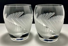 Pair of LENOX Crystal Fanlight Double Old Fashioned Rocks Glasses 2