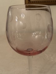 2 WATERFORD MARQUIS CRYSTAL POLKA DOT BALLOON WINE GLASSES PINK & BLUE