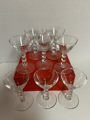 Vintage Set of 8 Libbey Knob Hill Sherry 1 Oz Glasses. Candlewick Style.