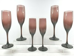 6 Libbey Premiere Brandywine Amethyst Fluted Champagne Glasses Set 8.75″ Elegant