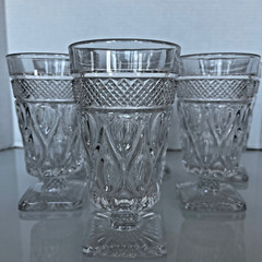 Vintage Imperial Glass Ohio Cape Cod Clear Footed Goblets 6″ 8 Oz Set Of 6