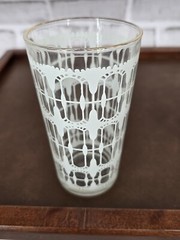 2 Piece Lot – Vintage Drinking Glasses – White Wide Lace Pattern – See Photos