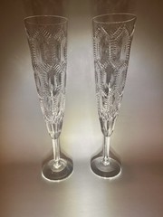 2 Vintage Geschliffene Kristill Champagne Glasses 9-1/4”