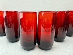 Set of 6 Anchor Hocking Royal Ruby Red Drinking Glasses Tumblers 6″ Tall