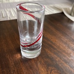 Red Swirl tall Shot Glass Clear with Red Swirl Line Design Tall