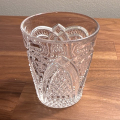 Unmarked Clear Pressed Glass Tumbler Glass 4 oz 3.5″ H x 2.75″ Dia