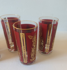 MCM Culver Glass Barware SET 7 Pc. Thai Goddess Siam High Ball Tumblers 1960’s