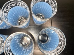 Set of 6 Vintage Wedgwood Jasperware Jeanette Blue Hellenic Drinking Glasses