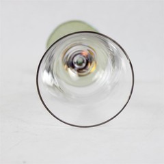 4 Cristalleria Fumo Wine Glasses Iridescent Green Stems Purple & Gold Bands