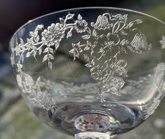 Fostoria Clear Etched Bouquet 6oz Low Sherbet/Champagne 6033 Excel. Used Cond.
