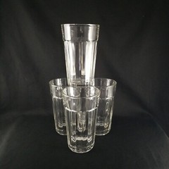 Vintage Clear Panel Optic Beveled Juice Glasses 5″ Tall Set of 4