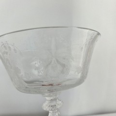 Set of 2 Heisey Orchid Etched Stemware Wine Glasses Champagne