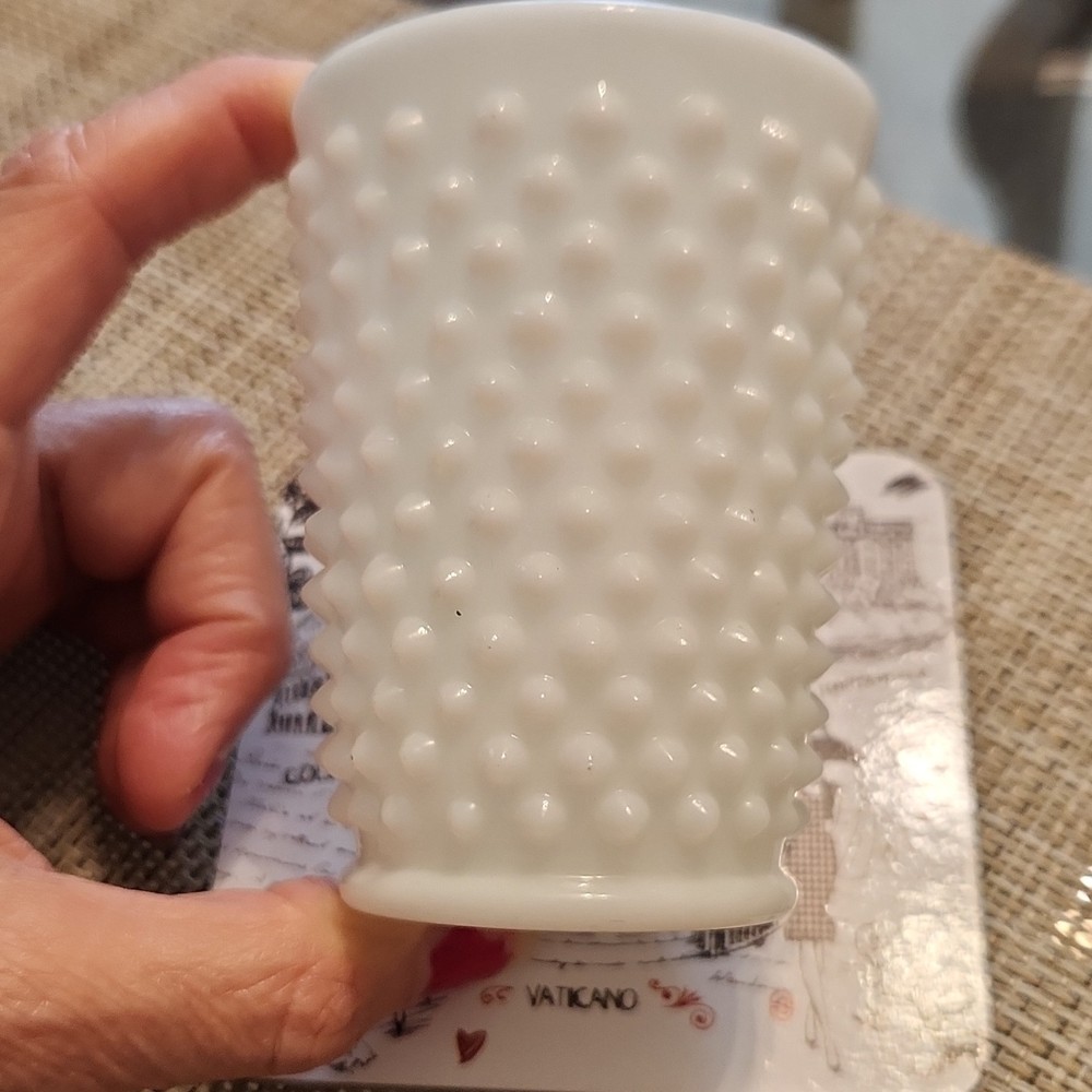 Small Hobnail Milk Glass Tumbler or Beaker – Translucent White