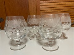 Four Royal Brierley Honeysuckle Brandy Glass 5″ Crystal Glasses England