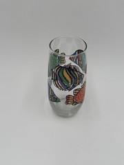 Colorful Tropical Fish Drinking Glass – Vintage Ocean Theme Barware Aquarium Art