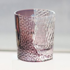 Whiskey Crystal Glasses Hand Cut To Clear Zodiac Year of the Horse Glass Purple