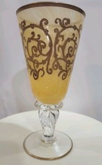 Arte Italica AI23 Yellow Alabaster 24K Gold Encrusted Goblets Italy Set of 3