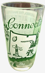 Vintage Hazel Atlas Souvenir State Song on Clear Glass – 5” Tall – Connecticut