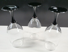 3 Luminarc Domino Signature Black Iced Tea Set Clear Bowl Elegant Cristal France