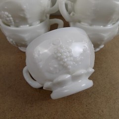 9 Westmoreland Milk Glass Paneled Grape Punch Cups