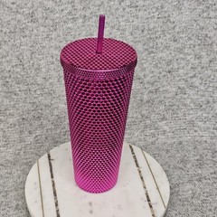 Starbucks Pink Studded Tumbler 24oz Cold Cup Lid Straw 2023 Limited Edition Logo